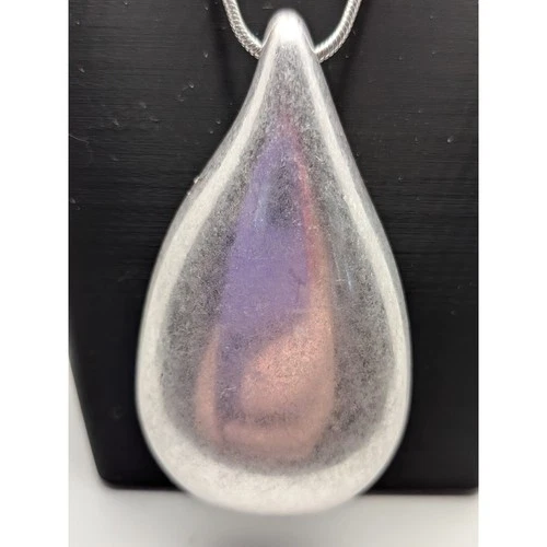 MARLA WYNNE Teardrop Pendant Womens 34in Silver Tone Statement HSN Necklace - product listing photo