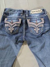Rock Revival Manisa Skinny Jeans Womens 28 Blue Medium Wash Embellished Denim