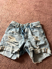 AERO High Rise Curvy Mom Denim Shorts 2XS Light Wash Distressed 5-Pocket