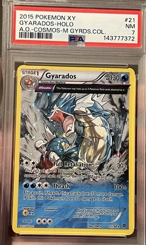 NEW CERT - PSA 7 -  GYARADOS 21/98 XY Ancient Origins 2015 Cosmos Holo
