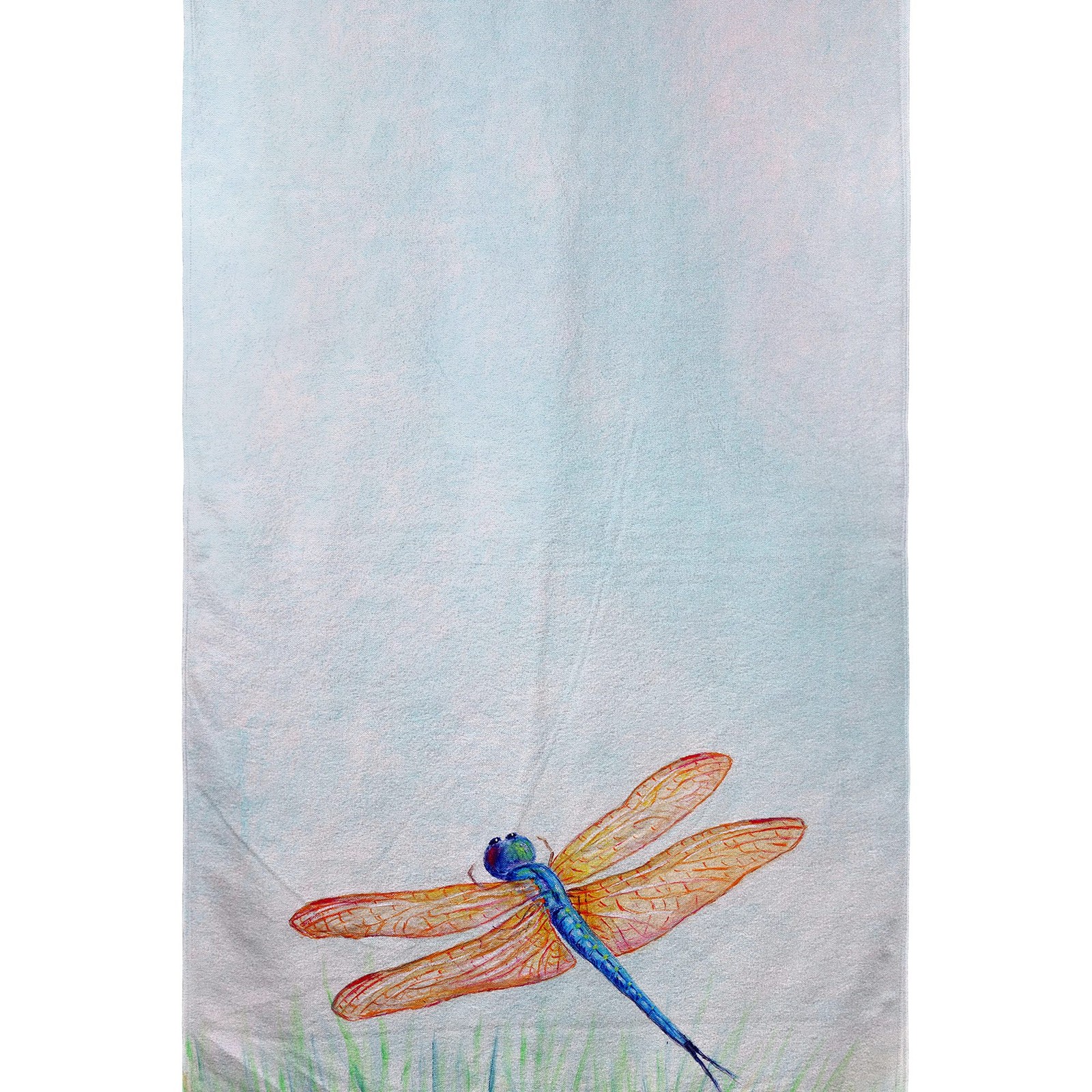 Betsy Drake Blue and Amber Dragonfly Design Beach Towel