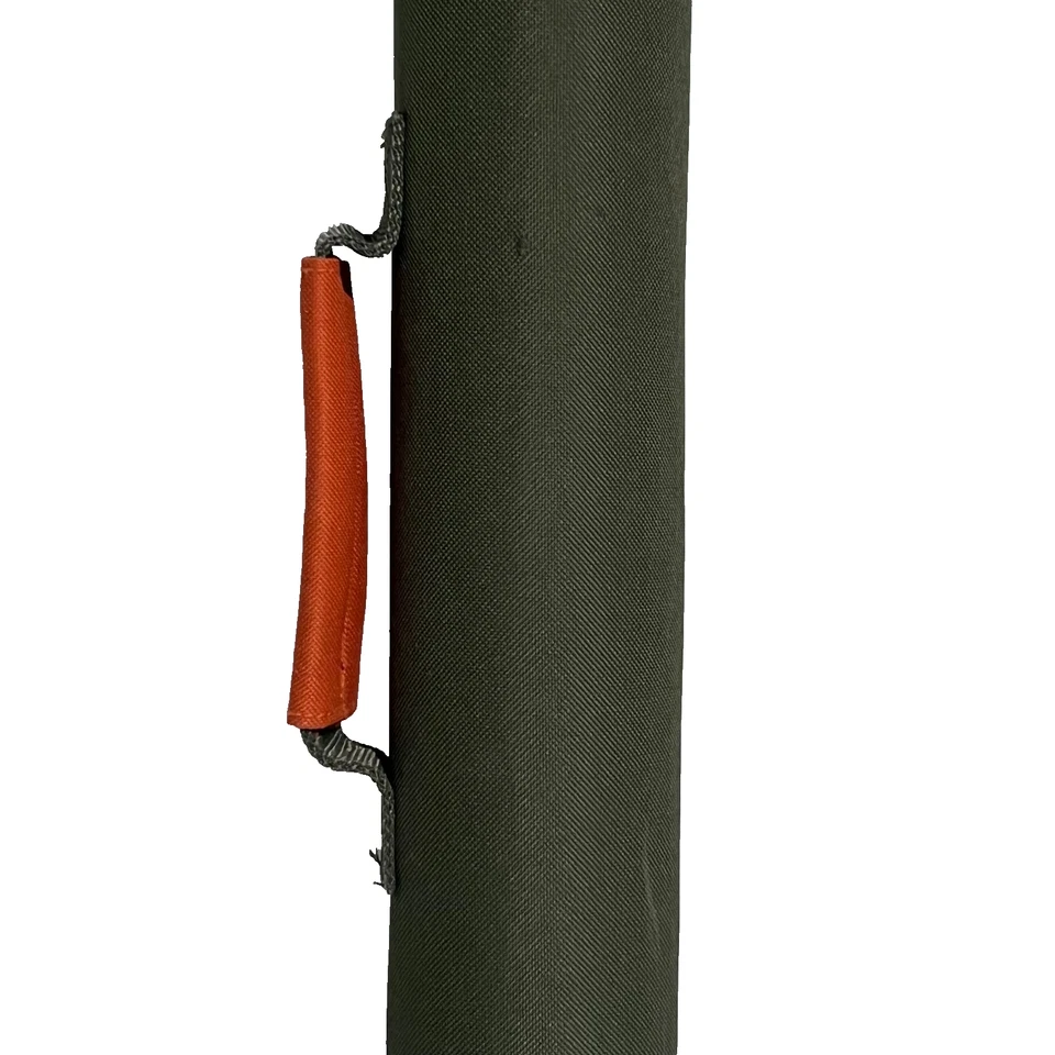 Estuche para caña de pescar Allen tubo verde tapa con cremallera caña de viaje mango de lona dura Foto 3 de 4