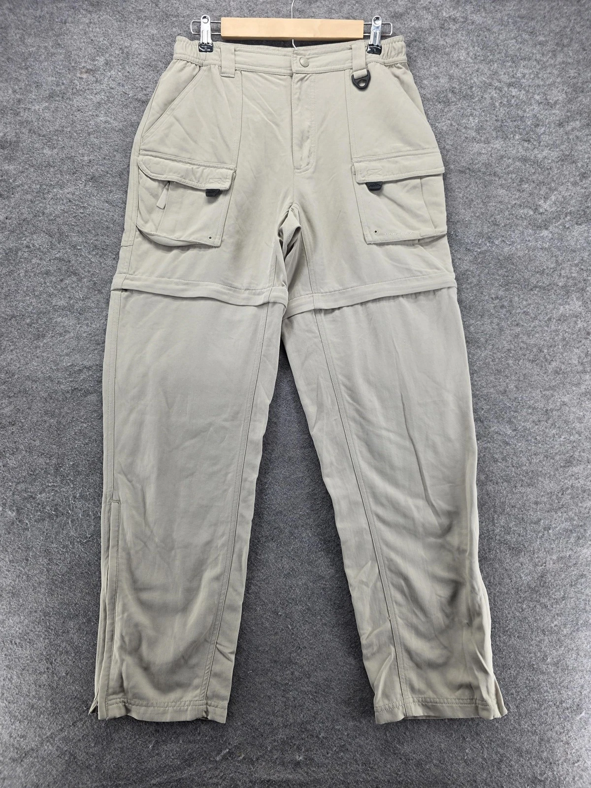 Columbia Pants Womens M Tall Beige Cargo Convertible Quick Dry Travel Nylon