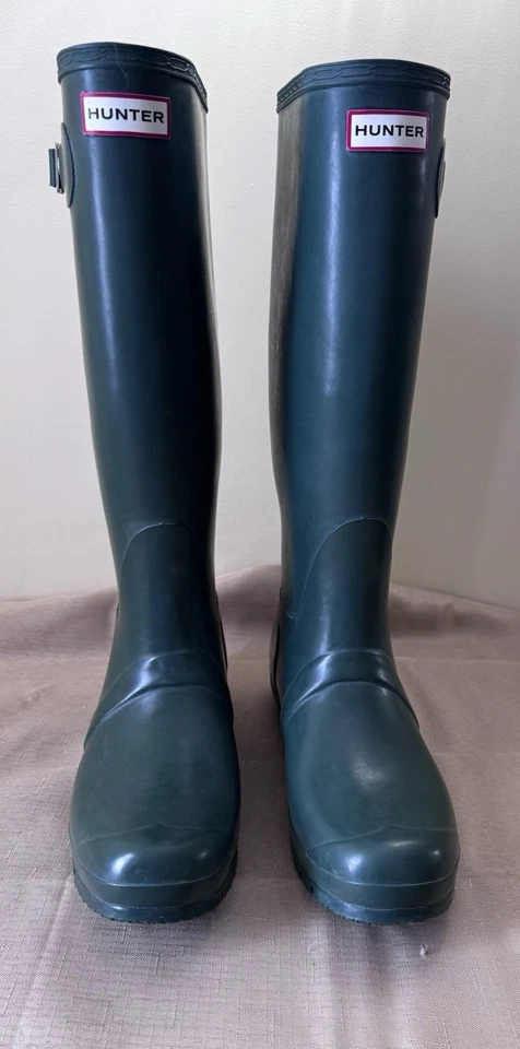 Hunter Original Tall Knee High Green Barn Rain Boot Women 10 Men 9 - Image 3 of 4