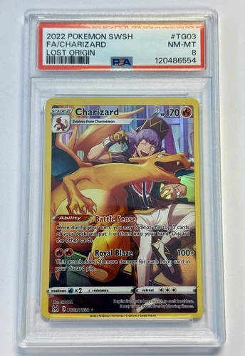 2022 POKEMON SWORD & SHIELD LOST ORIGIN #TG03 FULL ART/CHARIZARD PSA 8