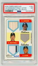 Derek Jeter Don Mattingly Jackson 2018 Topps Heritage GU Triple Patch /25 PSA 7
