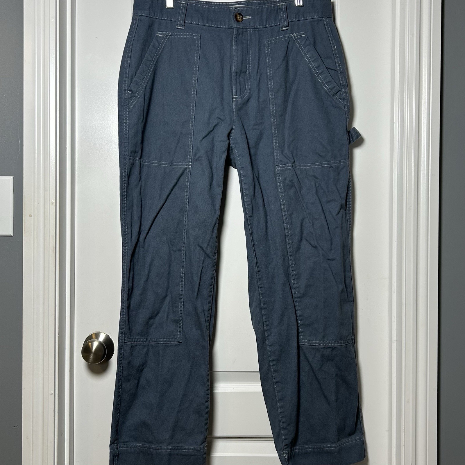 Old Navy Steel Blue High Rise Straight Utility Carpenter Pants Gorpcore Style