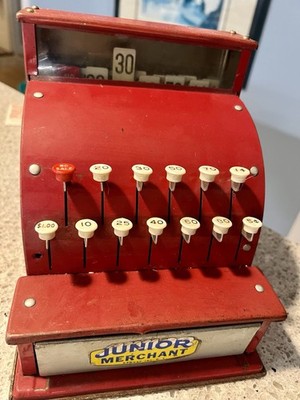 Antique Junior Merchant Toy Cash Register, Numbers Work But Drawer Gets Stuck