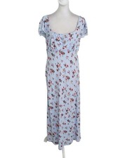 Wild Fable Light Blue and Pink Floral Midi Dress with Back Cutout Size Large
