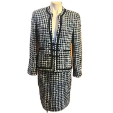 Carlisle Blue Tweed Blazer and Skirt Suit Silk Lining | EUC | Size 4 | (TC)