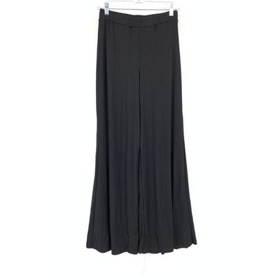 Lulus Women s Black Ribbed Wide Leg Pants Small Flare Palazzo Pull On
