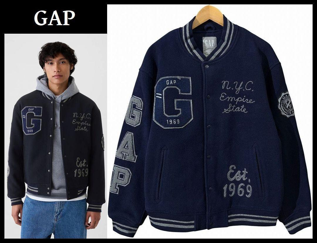 24Aw Gap Embroidery Full Deco Melton Stadium Jacket Navy 24Aw Gap Embroidery Full Deco Melton Stadium Jacket Navy
