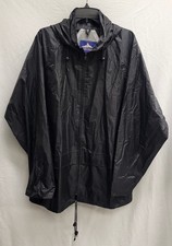 PortWest Mens L/S Hooded Waterproff Rain Jacket Full-Zip Black XL Flaw See Pic 