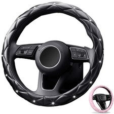 Diamond Leather Bling Car Steering Wheel Cover Universal Anti-slip For 15inch Diamond Leather Bling Car Steering Wheel Cover Universal Anti-slip For 15inch