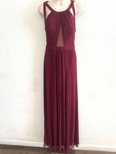 La Femme Cutout Mesh Red Wine Evening Gown Size 6 #14 NWT