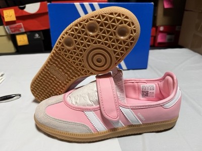 adidas Samba Jane Pink White Gum Hook & Loop Girls Flat Athletic Shoes US Size 5