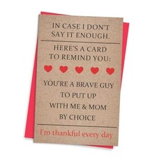 Funny Step Dad Fathers Day Card for Him, Happy Bonus Fathers Day Card 2D-003