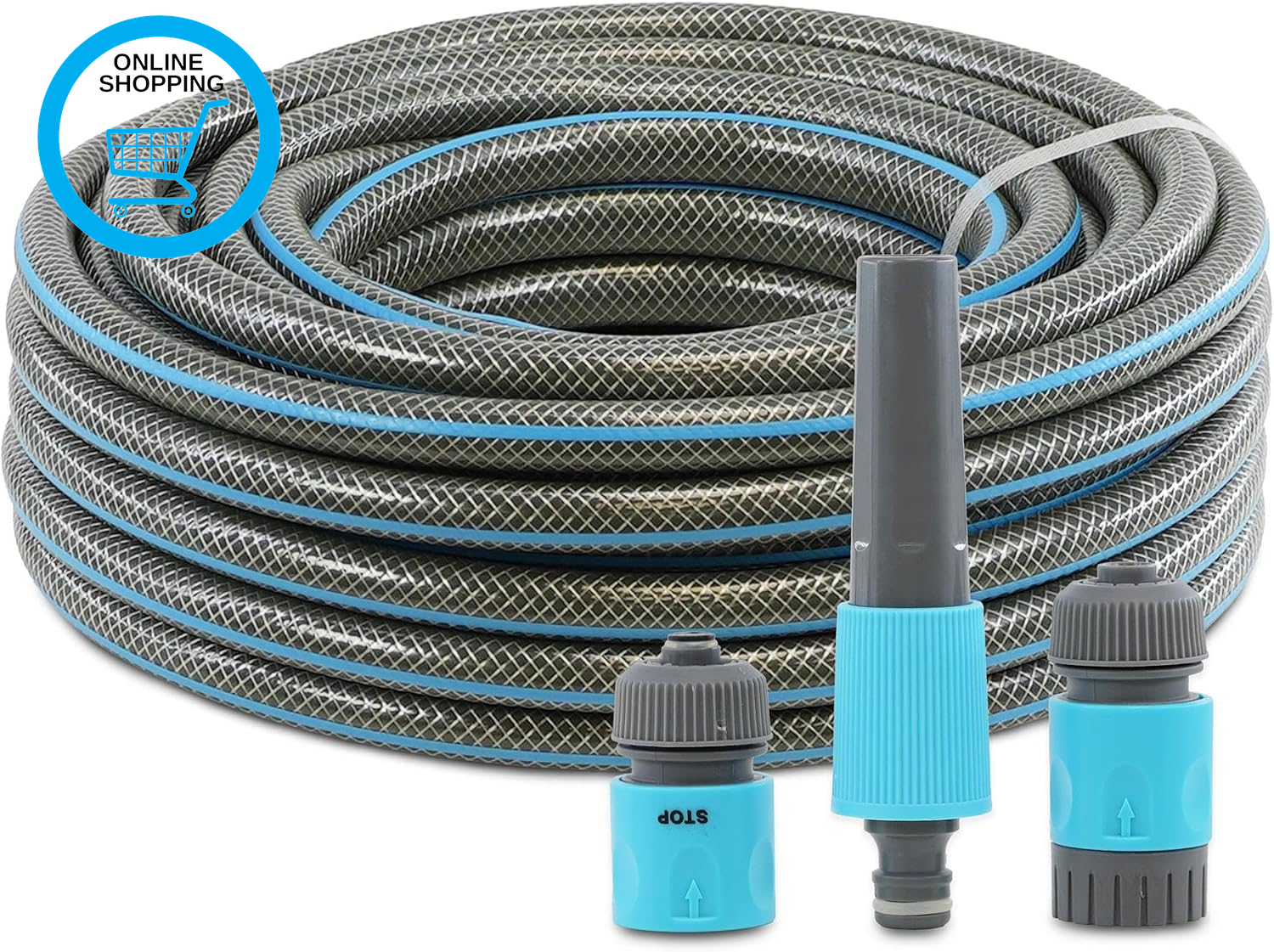 20M Garden Hose Set with Adjustable Water Spray Nozzle & Connectors – Lightweigh