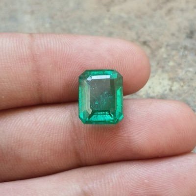 Certified Natural Zambian Emerald 5-10 Ct Emerald Cut Loose Gemstone J107