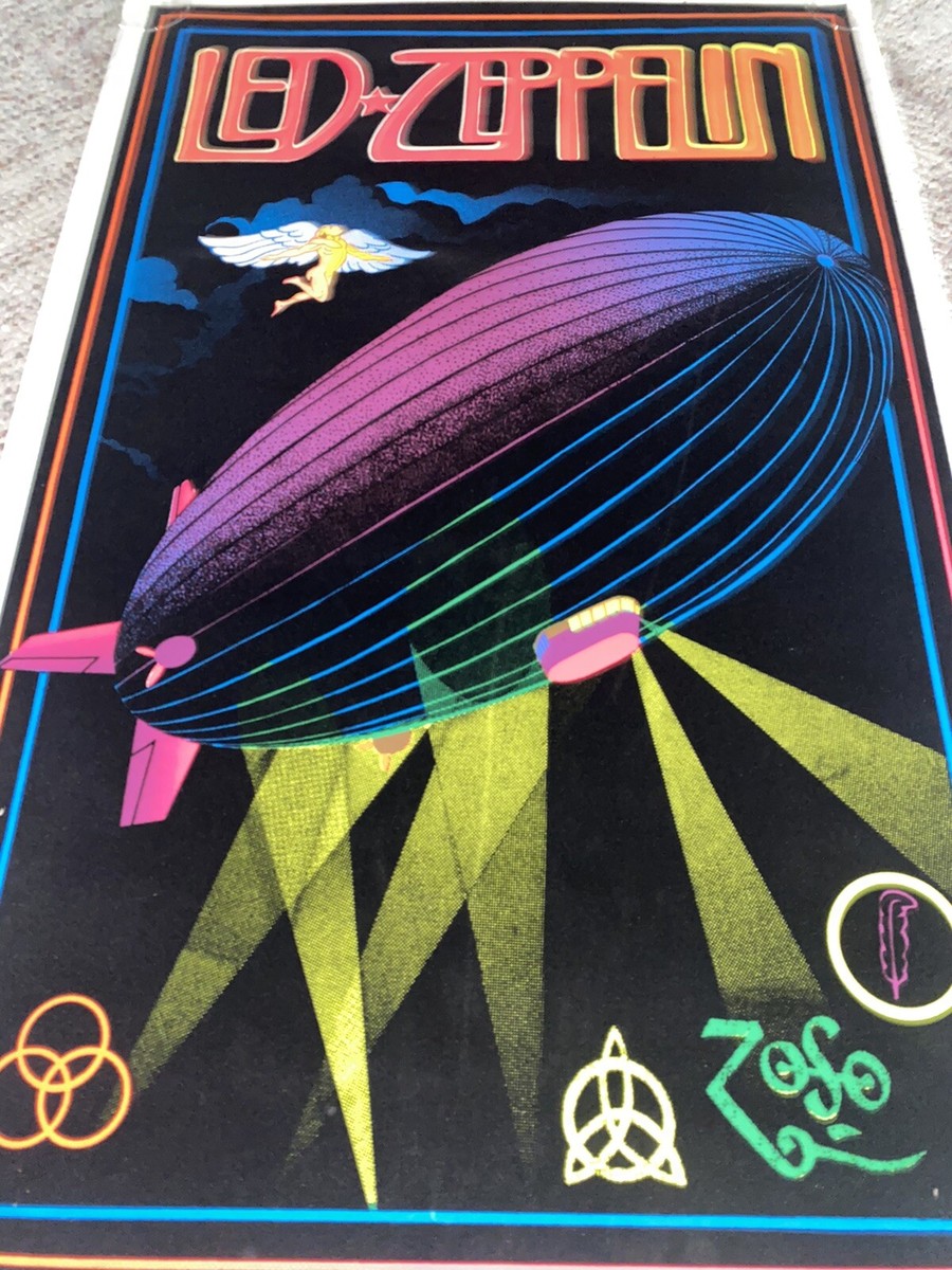 MOST PRISTINE ORIGINAL LED ZEPPELIN VELVET/ BLACK LIGHT POSTER SEE