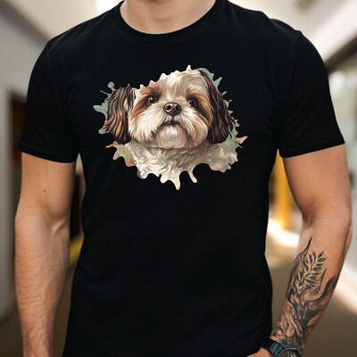 Herren T-Shirt Shih Tzu Hund Motiv Baumwolle Größe XS bis 5XL