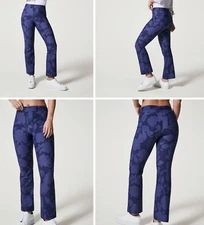 Spanx Sunshine Kick Flared Pant Floret Navy UPF 50+ NWT