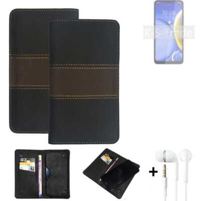 Wallet Case + Kopfhörer für HTC Wildfire E Plus Schutzhülle Hand Tasche