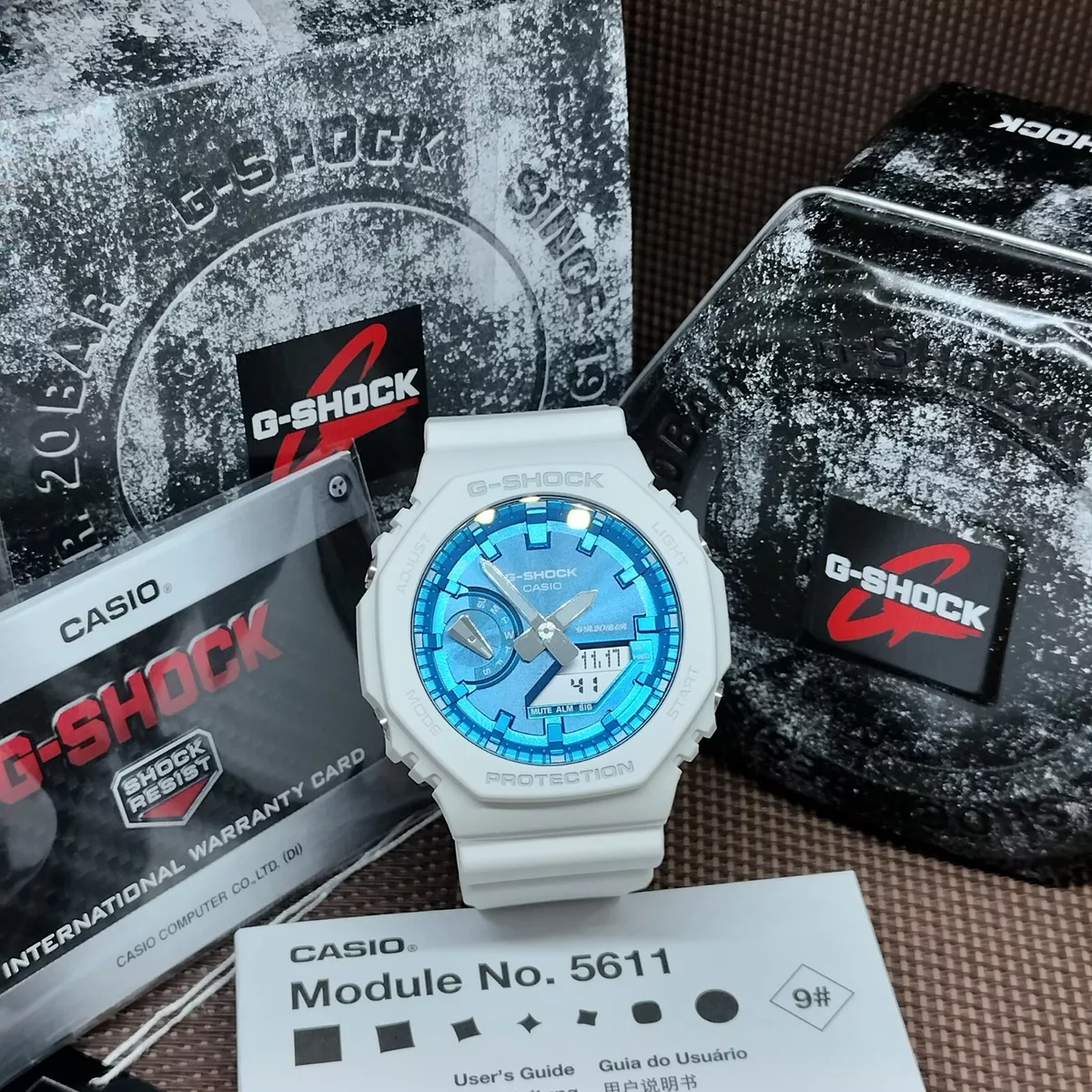 Casio g shock white and blue new arrivals