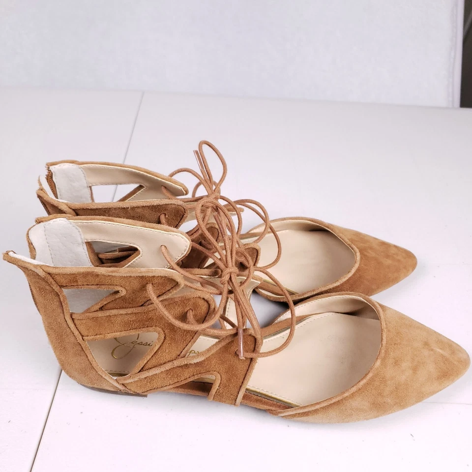 Jessica Simpson Ziana Lace Up Flats 8.5 Rust Cutout Gladiator Boho Chic - Imagem 3 de 4