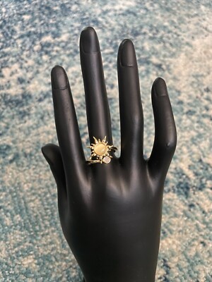 Gold Sunny Sun Adjustable Opening Fidget Ring Anxiety Crystal Spinning ...