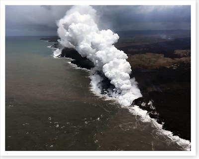 Kilauea Volcano Aerial View Showing 2 Ocean Entries 2018 Silver Halide Photo