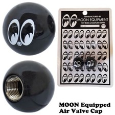 Moon Equipped Air Valve Caps Black Eyeball Logo Tire Stem Cover Custom Set Moon Equipped Air Valve Caps Black Eyeball Logo Tire Stem Cover Custom Set
