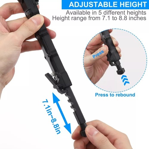 Bipiede fucile regolabile 7,5-9''QD tattico 20 mm guida tiro piatto caccia V9 - Foto 8 di 14