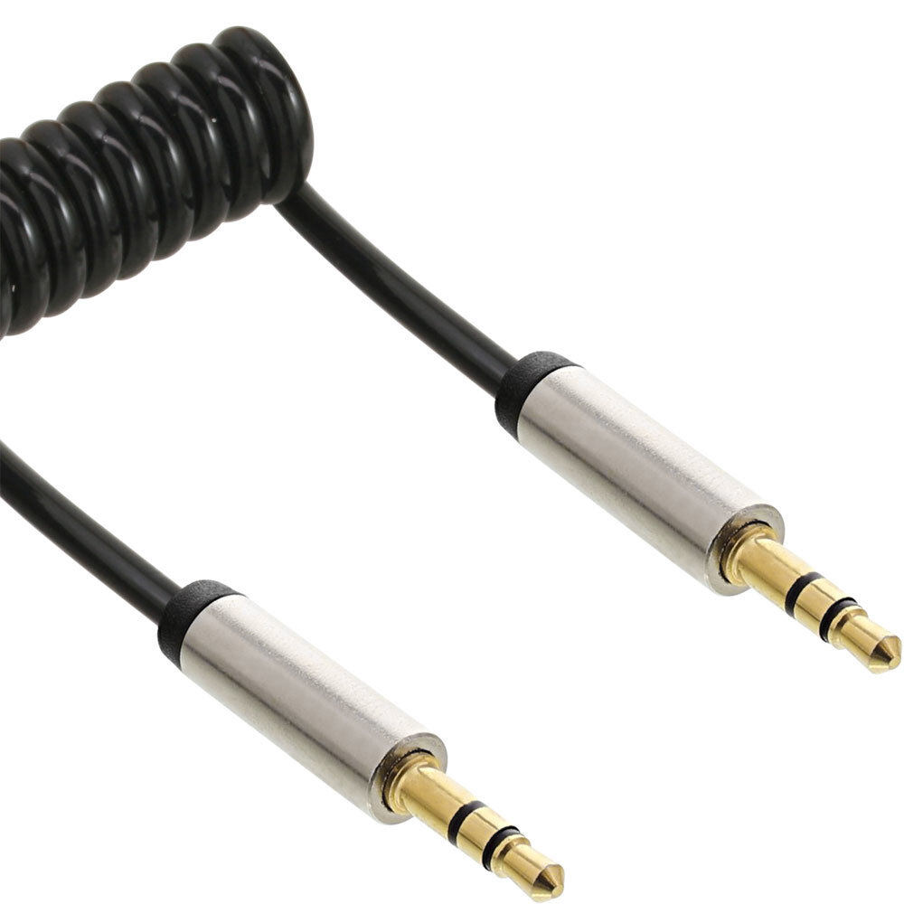 Thumbnail - Inline Slim Audio Spiralkabel Klinke 3,5mm St/st, 4-polig, Stereo, 1m