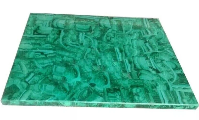 12"x18" Malachite Stone Coffee Table Handmade Pattern Countertop Slab Home Decor - Image 4 of 4