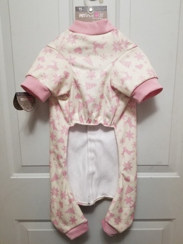 Petrageous Dog Puppy Winter Pajamas Pink White Snowflake Heart Tree Deer LARGE - Picture 2 of 10