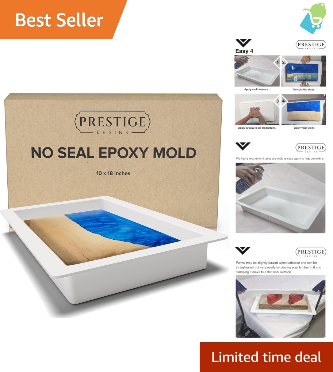Table Protective Mold Reusable 10 x 18 in Epoxy Mold for Charcuterie & River Tables - Easy Demold