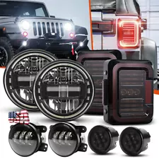 Fits for Jeep 07-18 Wrangler JK Led Halo Headlights Tail Fog Turn Lights Combo