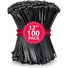 100Pcs 12" Cable Ties Heavy Duty 75LBS Ultra Nylon Wrap Wire Zip UV Resistant
