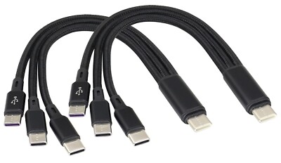 2Pack/20Cm Short 2.0 USB C Multi Charging Cable 5V 3 in 1 USB C Male to 3 Typ...