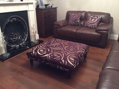 LARGE VELVET FOOTSTOOL. BALMORAL Gold Teal Grey Mink Blue, or your own fabric - Picture 6 of 21