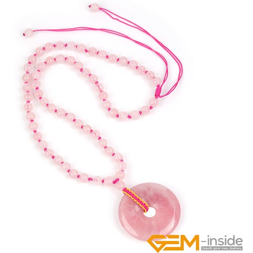 Natural Assorted Gemstones Donut Charms Pendant Necklace Jewelry Handmade 18-16" - Foto 13 di 175