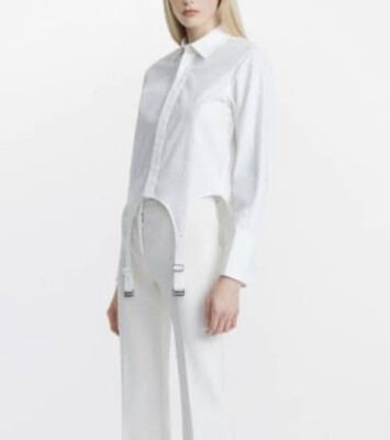 DION LEE women s white Garter Shirt - size XS, BNWT. RRP $490