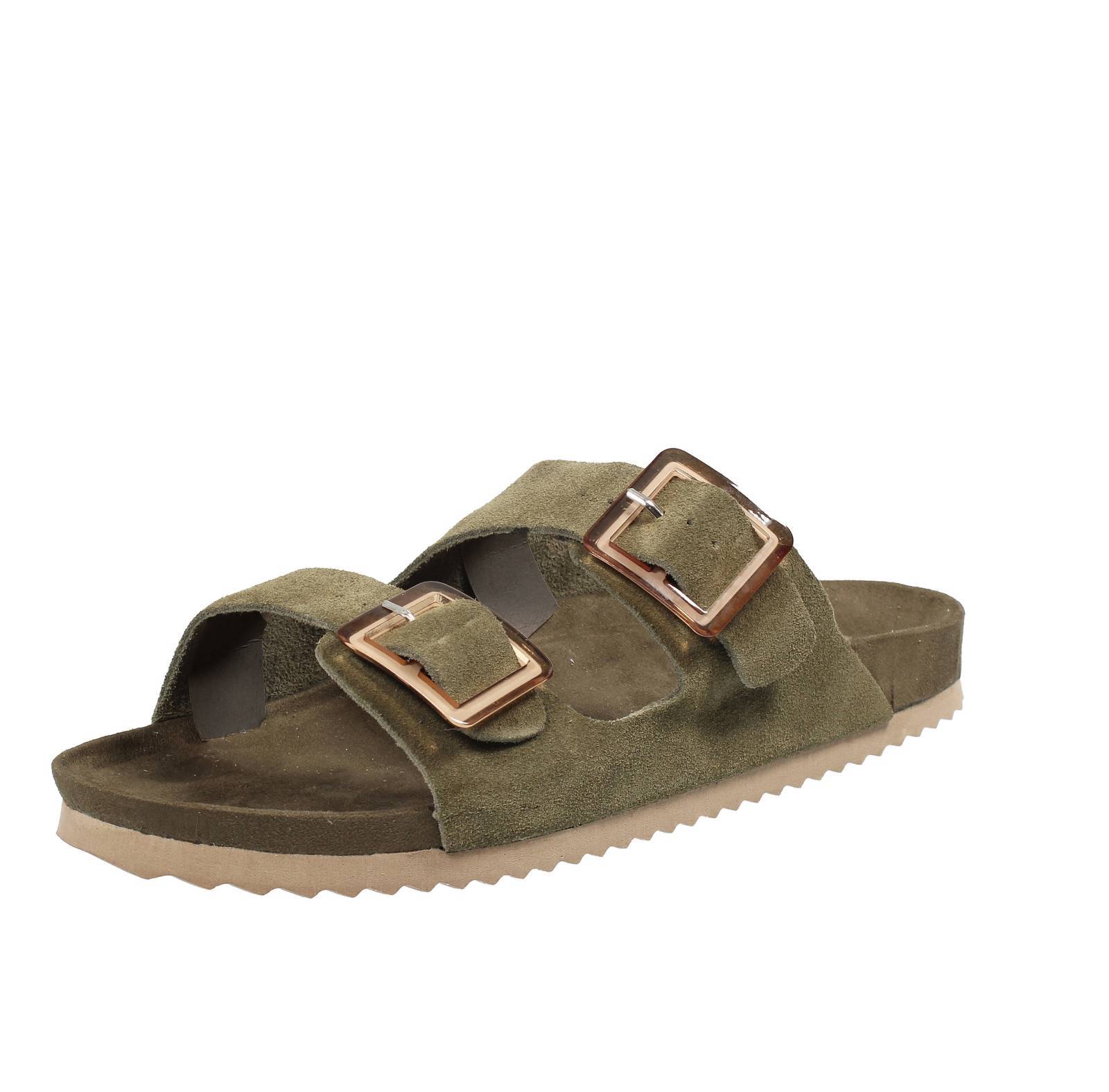 Цвета California Ciabatte Из замши Con Doppia Fibbia Verde - Taglia 38 [25,6