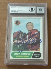 SONNY JURGENSEN SIGNED 1968 TOPPS W/HOF 83,3X PRO BOWL AUT0 GRADE 10 BECKET BAS