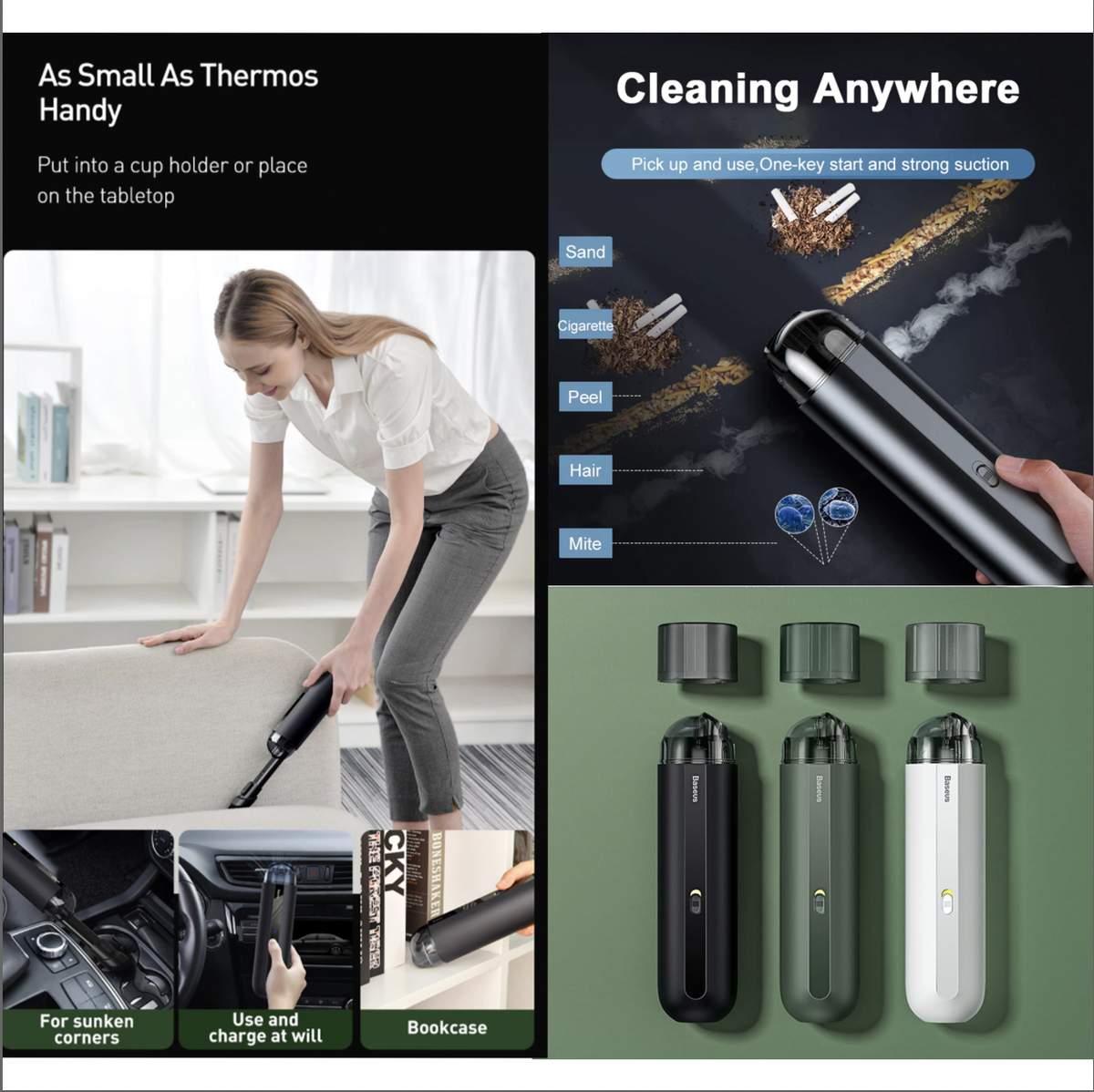 Baseus Portable Car Vacuum Cleaner Wireless Handheld Auto Vacuum