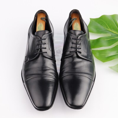 Salamander France Mens Oxford Size 43 9 Black Leather Cap Toe Dress Shoe Tapered