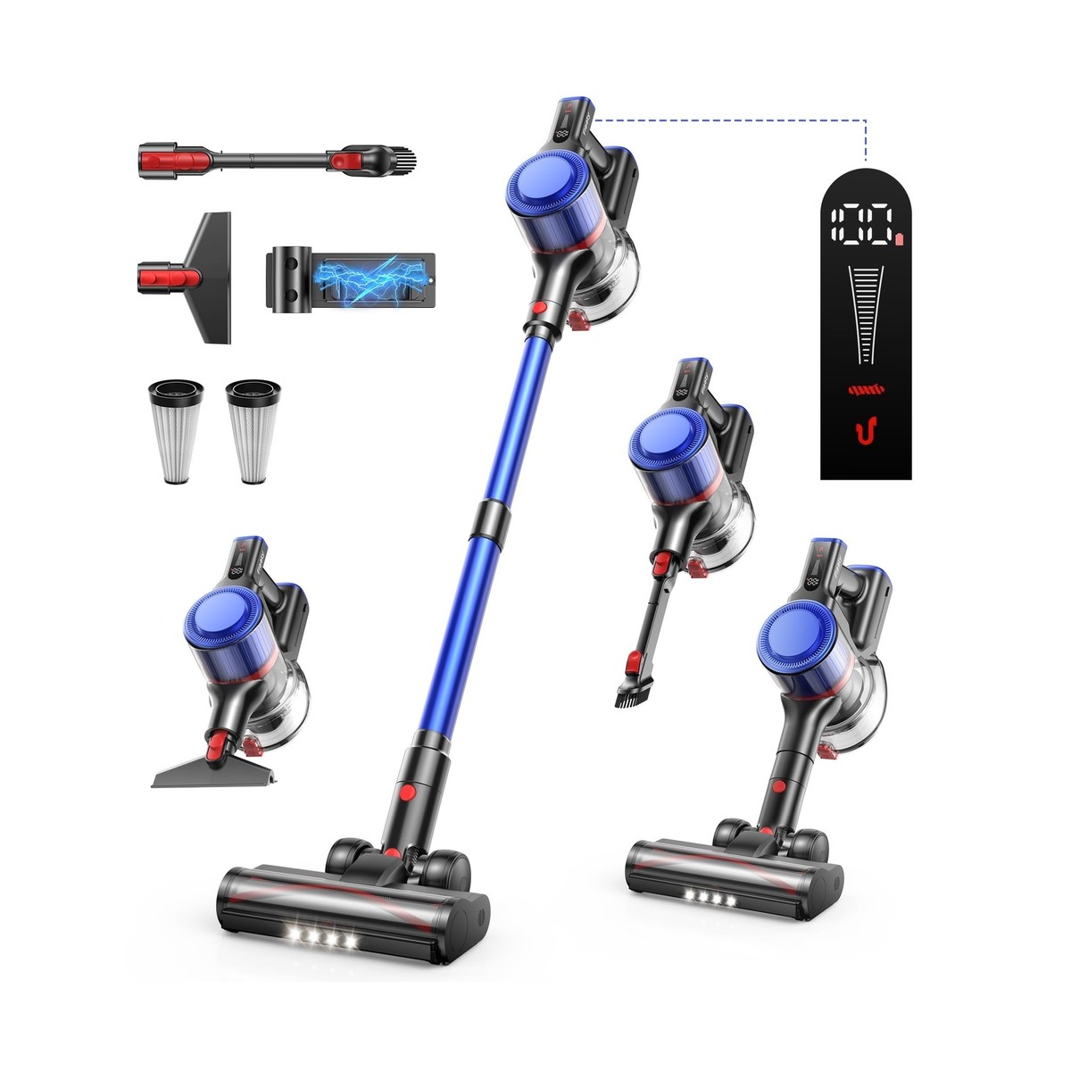 Cordless Vacuum Cleaner 40Kpa, 450W Stick Vacuum Cleaner, Up
