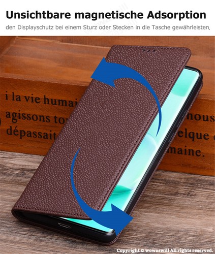 Unsichtbarer Magnetverschluss Dünn Echt Leder TaschE Case Klapphülle für SAMSUNG - Picture 1 of 17