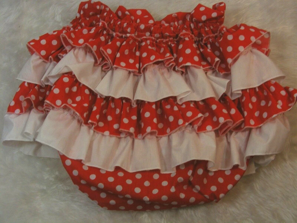 ADULTO BEBÉ SISSY algodón rojo manchado cubierta pañal bragas vestido elegante forros opcionales Foto 2 de 4
